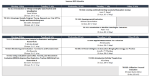 TEI Summer 2025 schedule